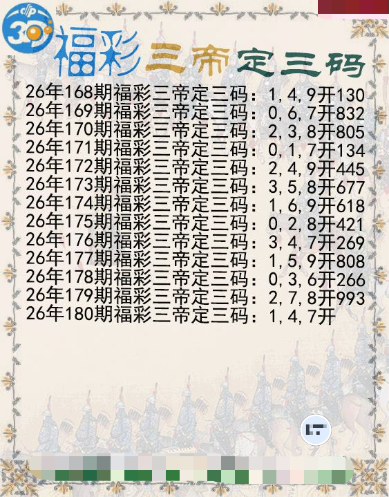 福彩三帝定三码