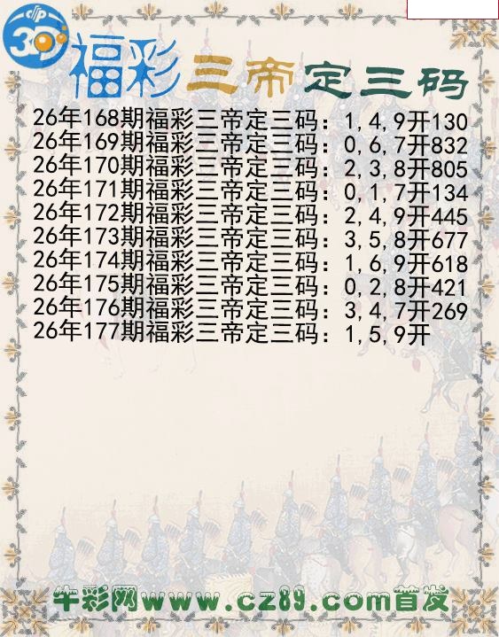 福彩三帝定三码