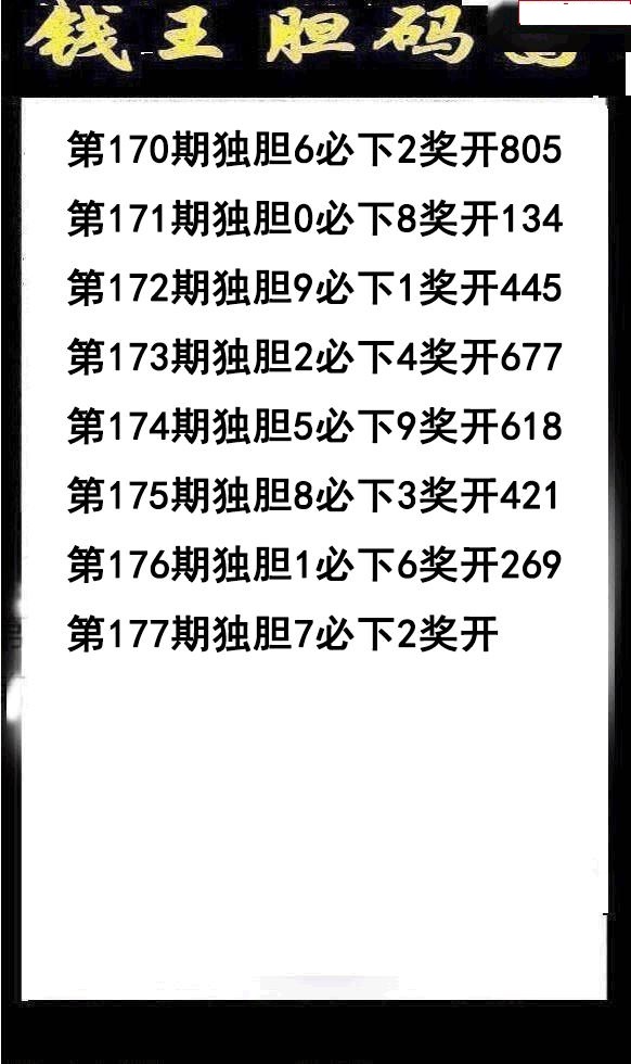 钱王胆码
