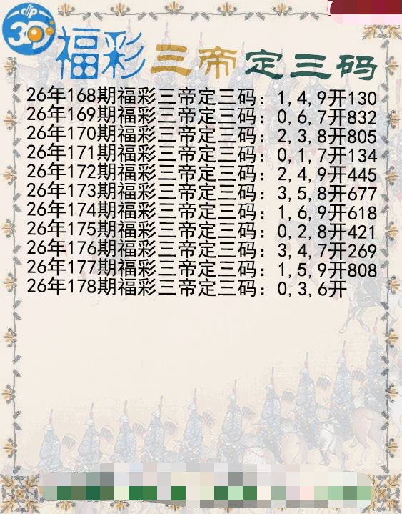 福彩三帝定三码