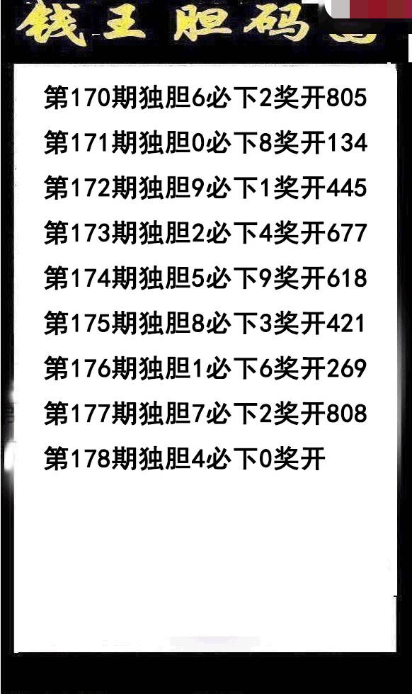钱王胆码