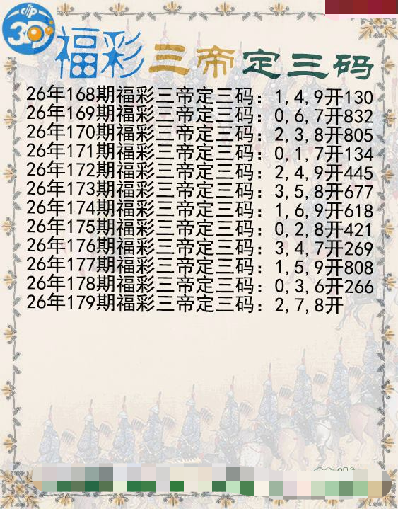 福彩三帝定三码
