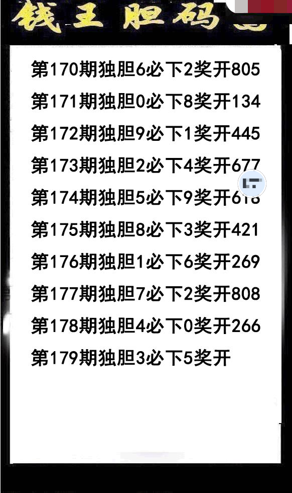 钱王胆码