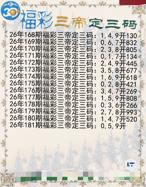 福彩三帝定三码