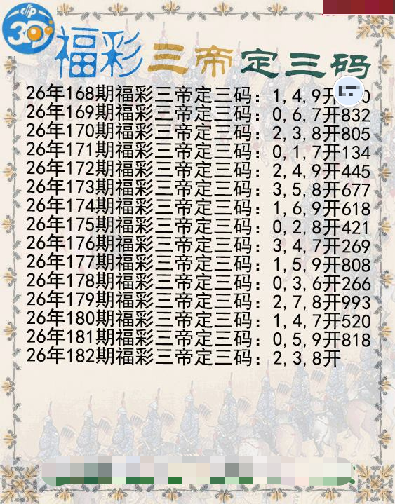 福彩三帝定三码