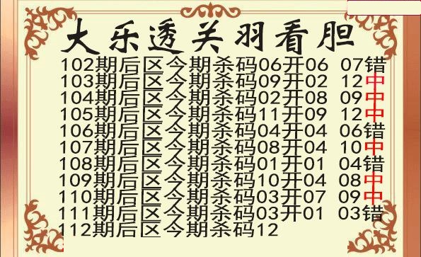 关羽后区杀号