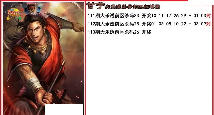 甘宁前区杀号图