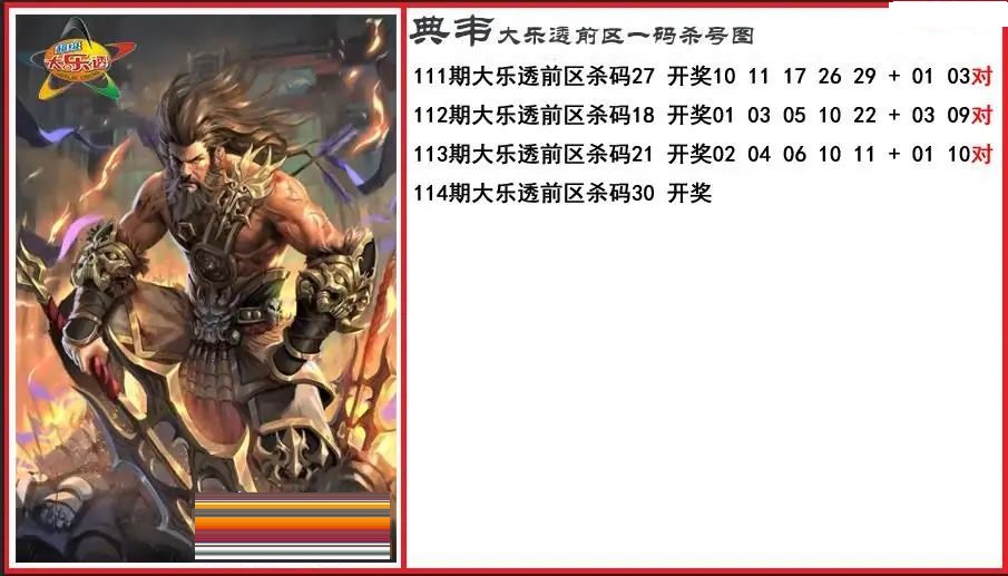 典韦前区一码杀号图