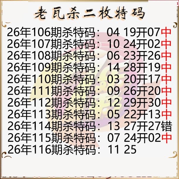 老瓦杀特码