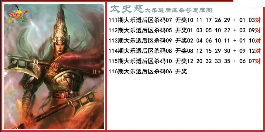 太史慈后区杀号定胆图
