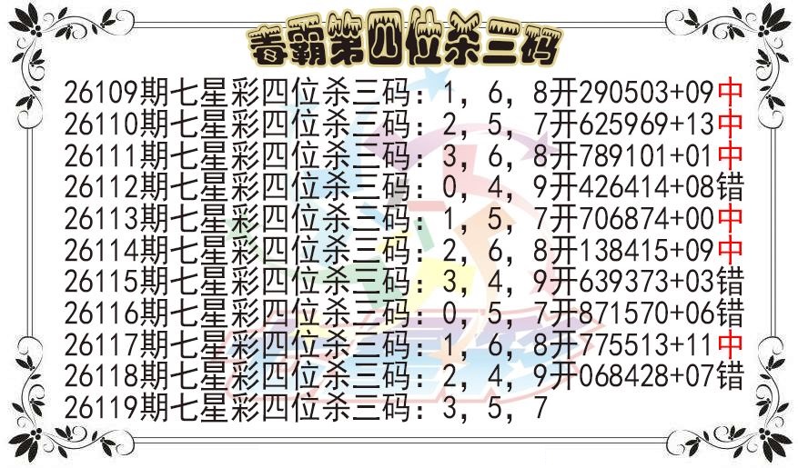 毒霸第四位杀三码图