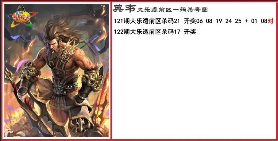 典韦前区一码杀号图