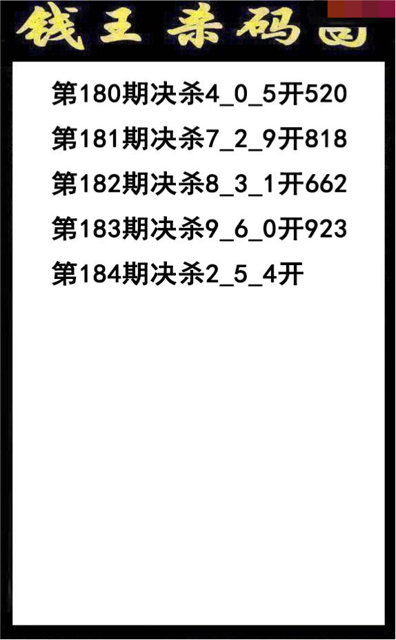 钱王杀码