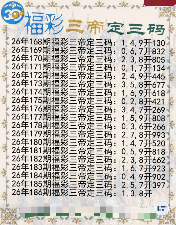 福彩三帝定三码
