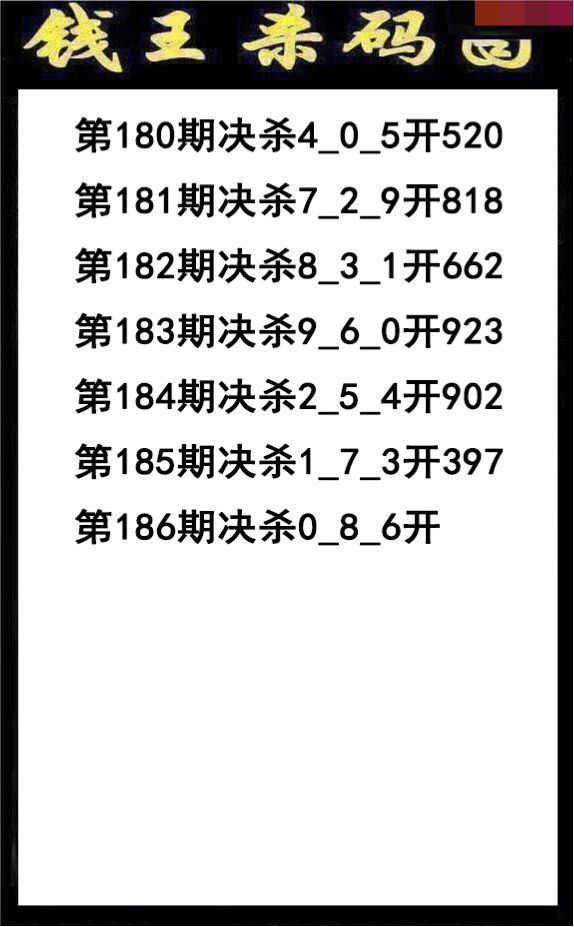 钱王杀码