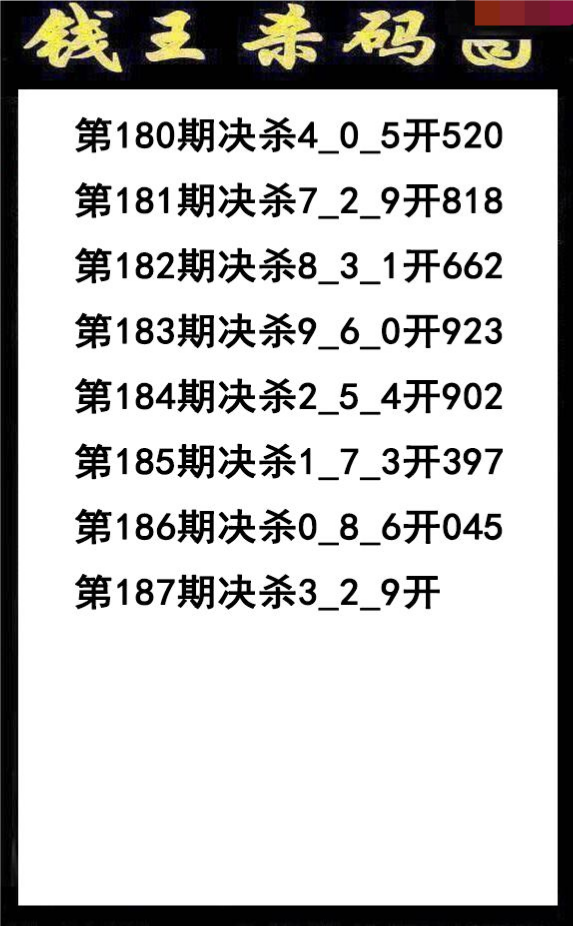 钱王杀码
