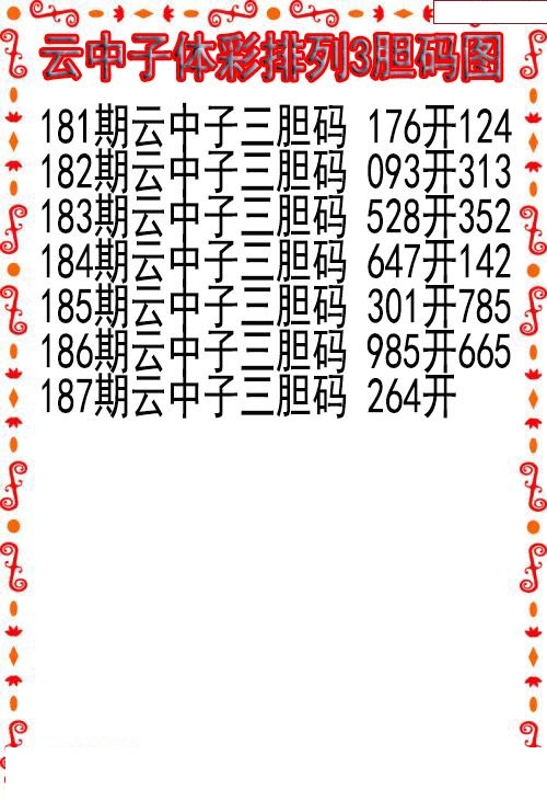 云中子胆码图