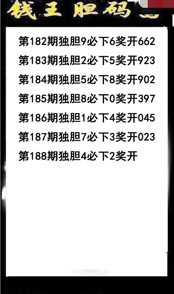钱王胆码