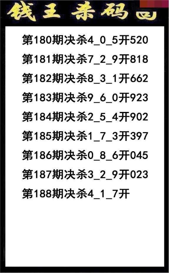 钱王杀码