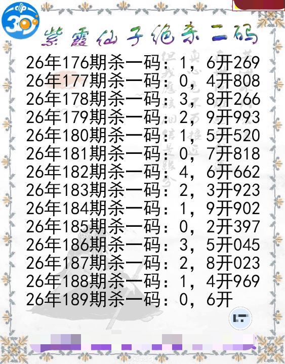 紫霞仙子绝杀二码