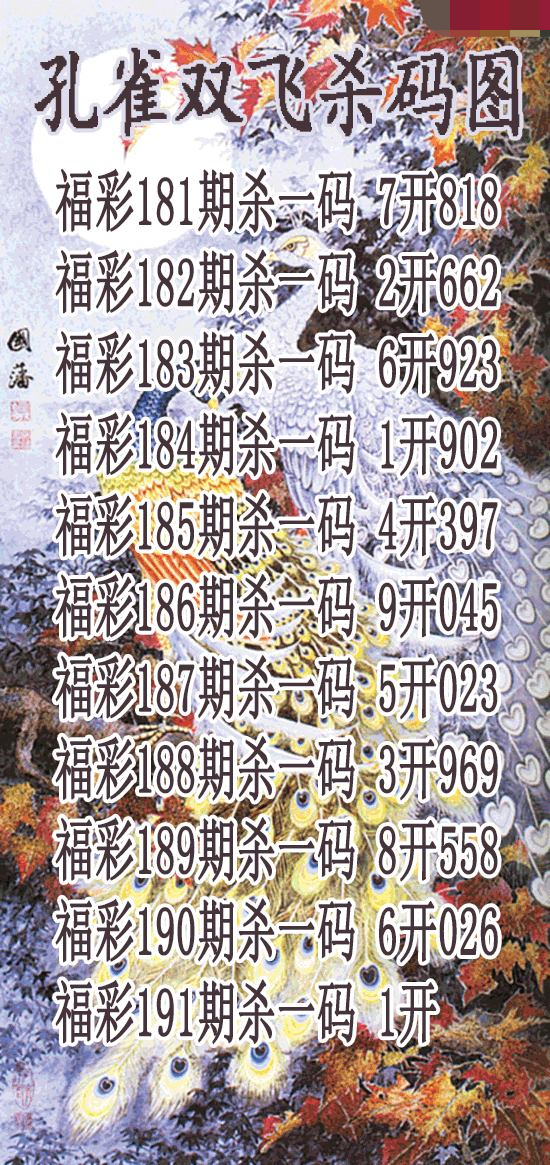 孔雀双飞杀码