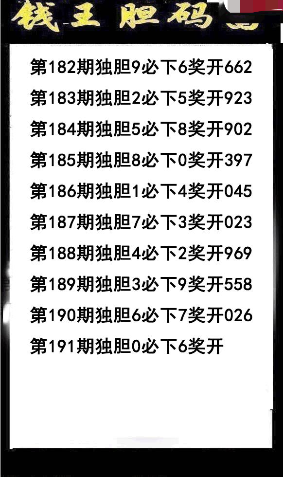 钱王胆码