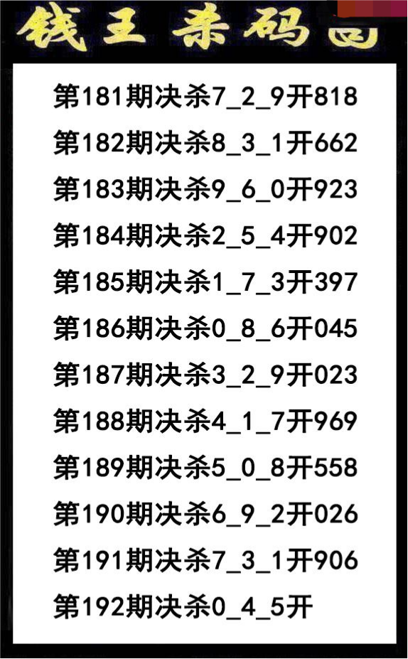 钱王杀码