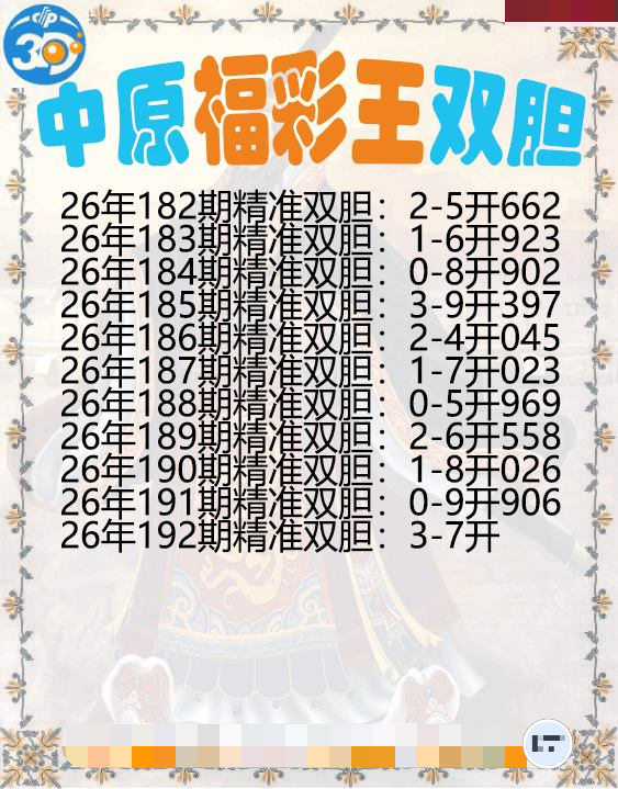 中原福彩王双胆