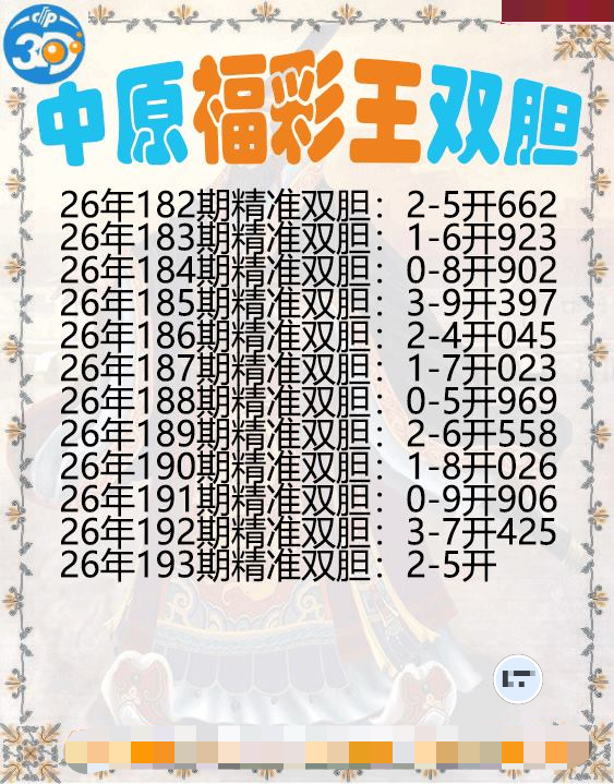 中原福彩王双胆