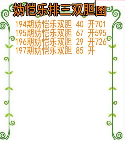 妫恺乐排三双胆图