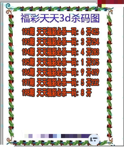 福彩天天杀码