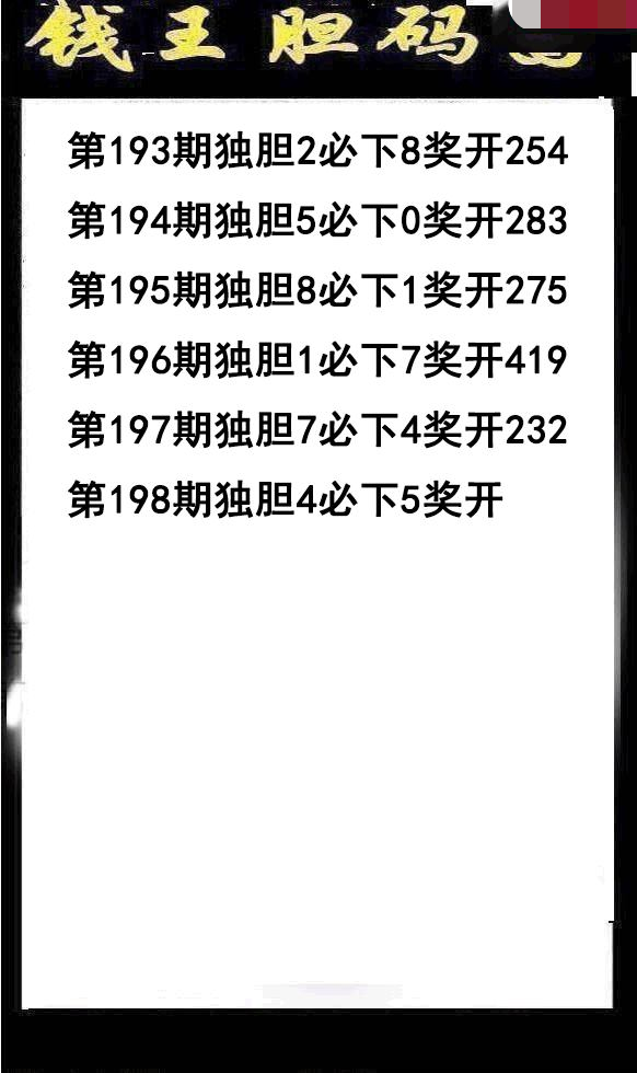 钱王胆码