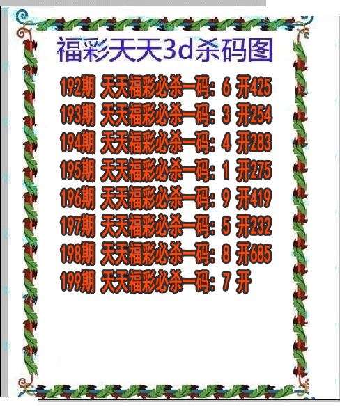 福彩天天杀码