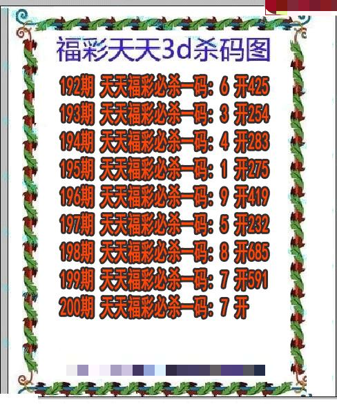 福彩天天杀码