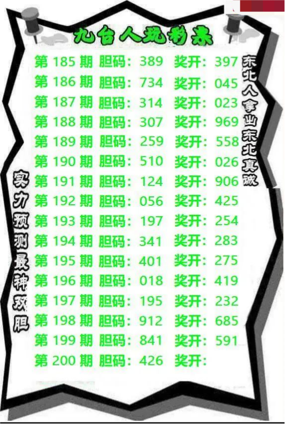 九台胆码