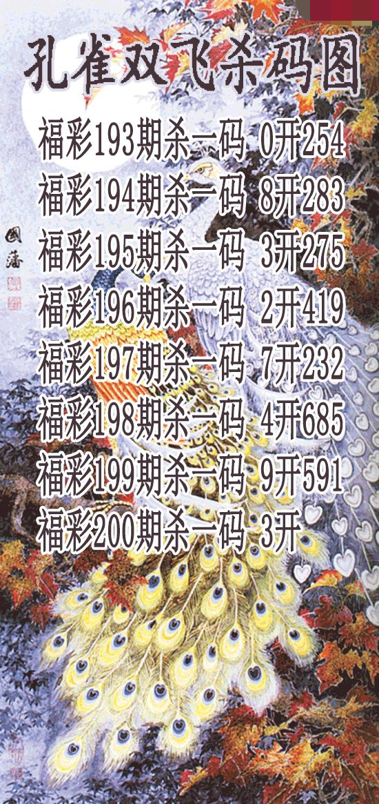 孔雀双飞杀码