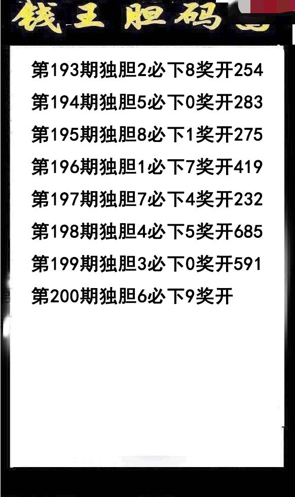 钱王胆码