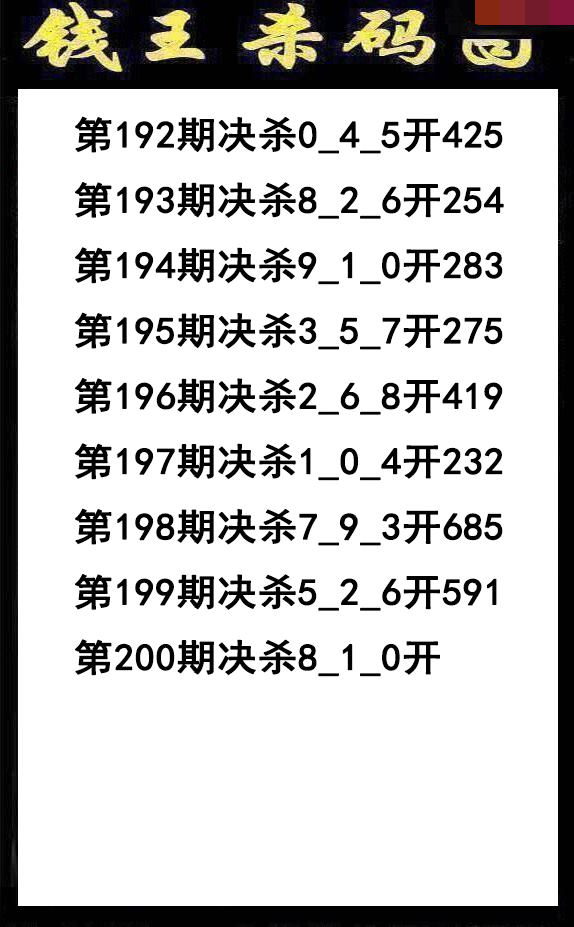 钱王杀码