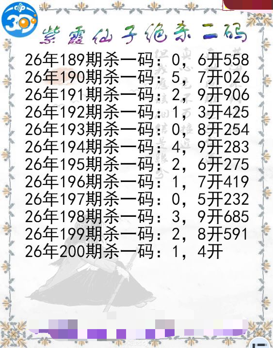 紫霞仙子绝杀二码