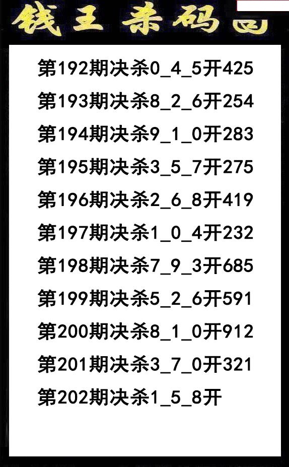 钱王杀码
