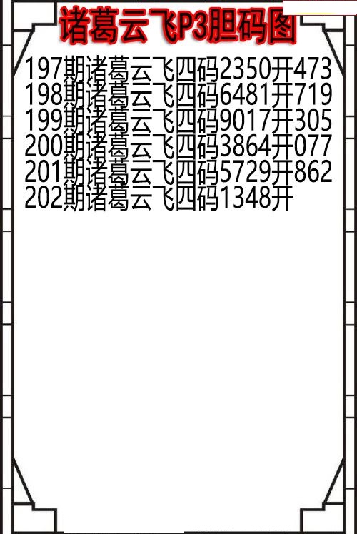 诸葛云飞胆码图