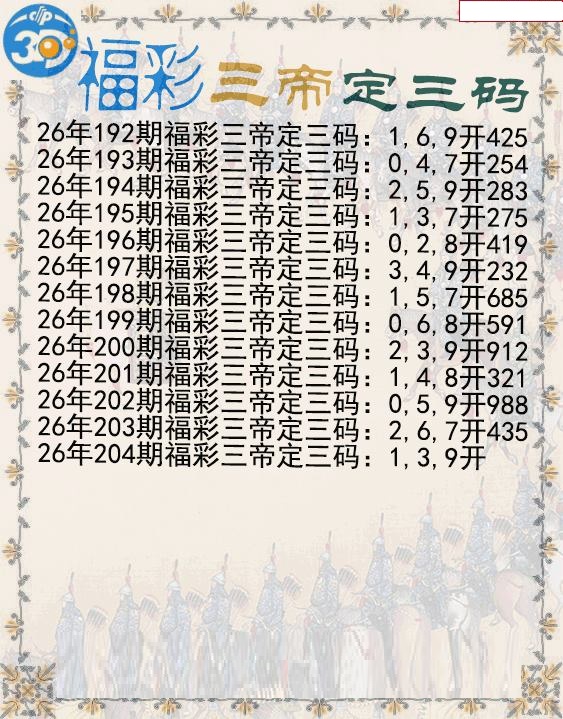 福彩三帝定三码