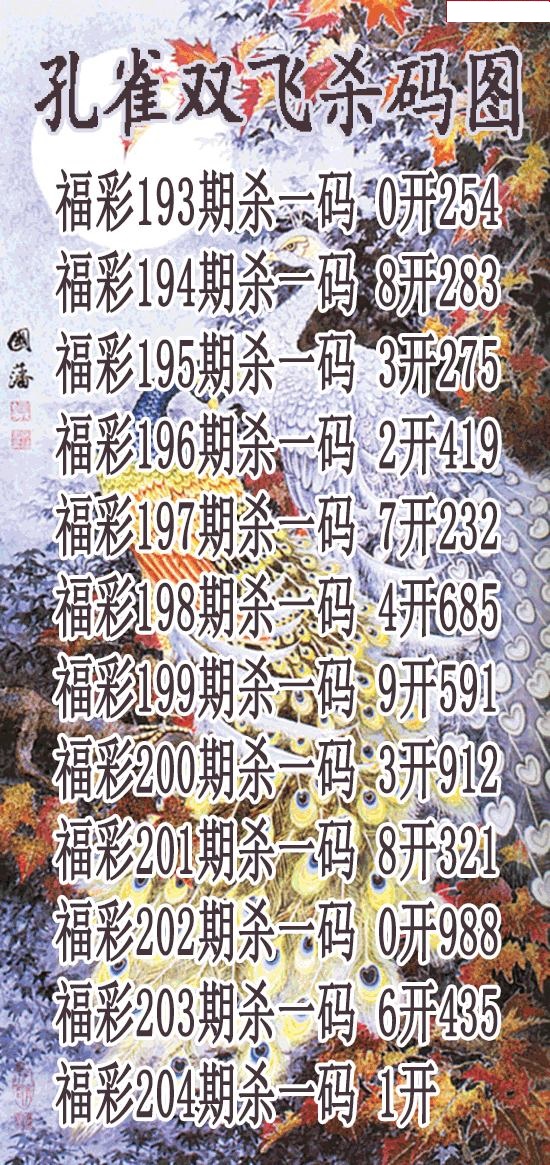 孔雀双飞杀码