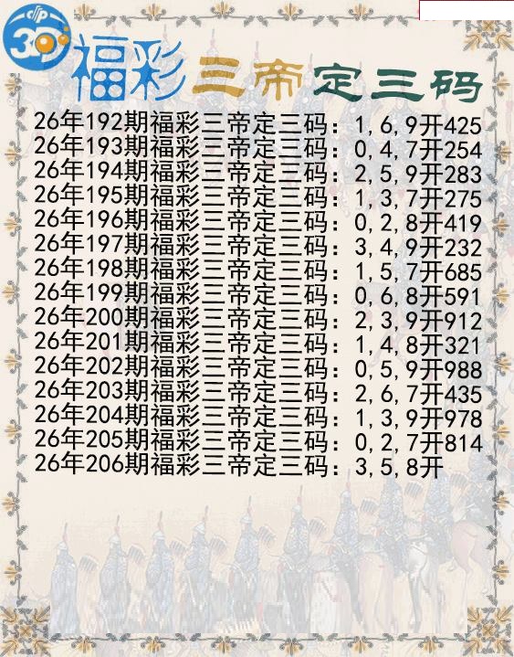 福彩三帝定三码