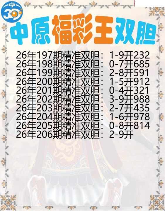 中原福彩王双胆