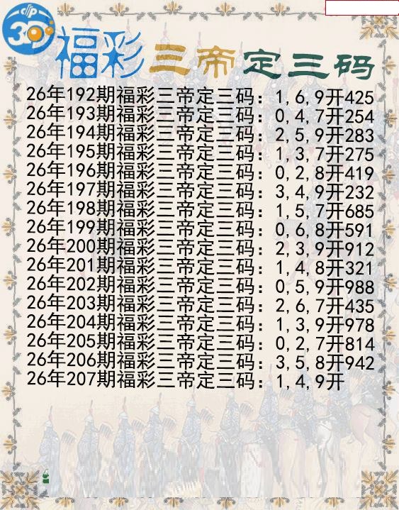 福彩三帝定三码