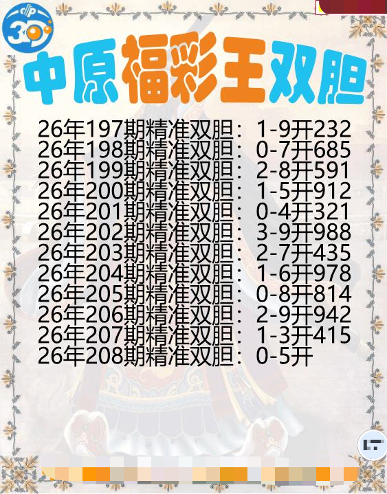 中原福彩王双胆