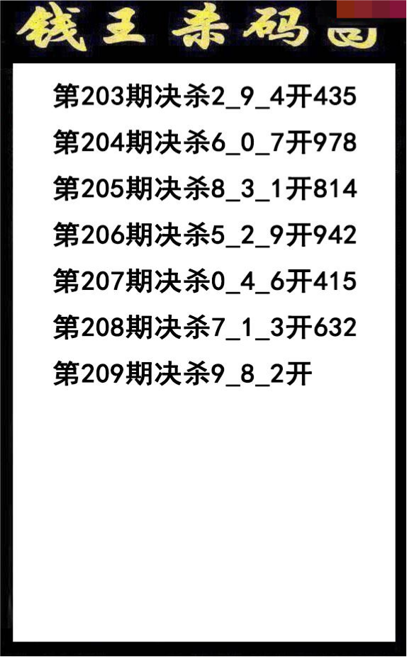 钱王杀码