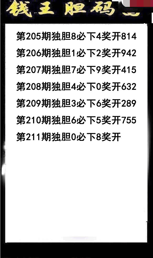 钱王胆码