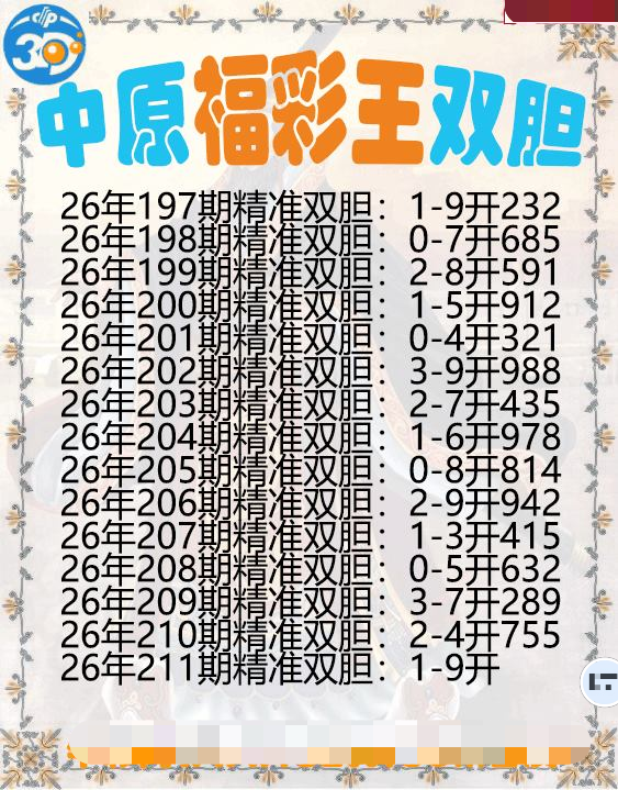 中原福彩王双胆